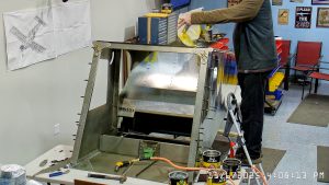 Zenith 750 SD FR-09 riveting the top skin to the channels & rear wing attachment frame.