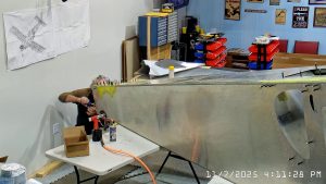 Installing the rudder hinges on the 750 SD rear fuselage