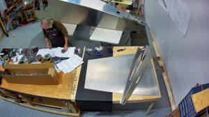 Installing the rudder hinges on the 750 SD rear fuselage