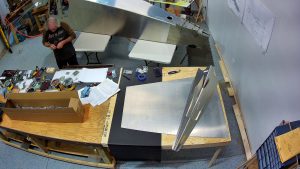 Installing the rudder hinges on the 750 SD rear fuselage