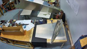 Installing the rudder hinges on the 750 SD rear fuselage