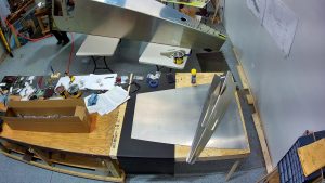 Installing the rudder hinges on the 750 SD rear fuselage