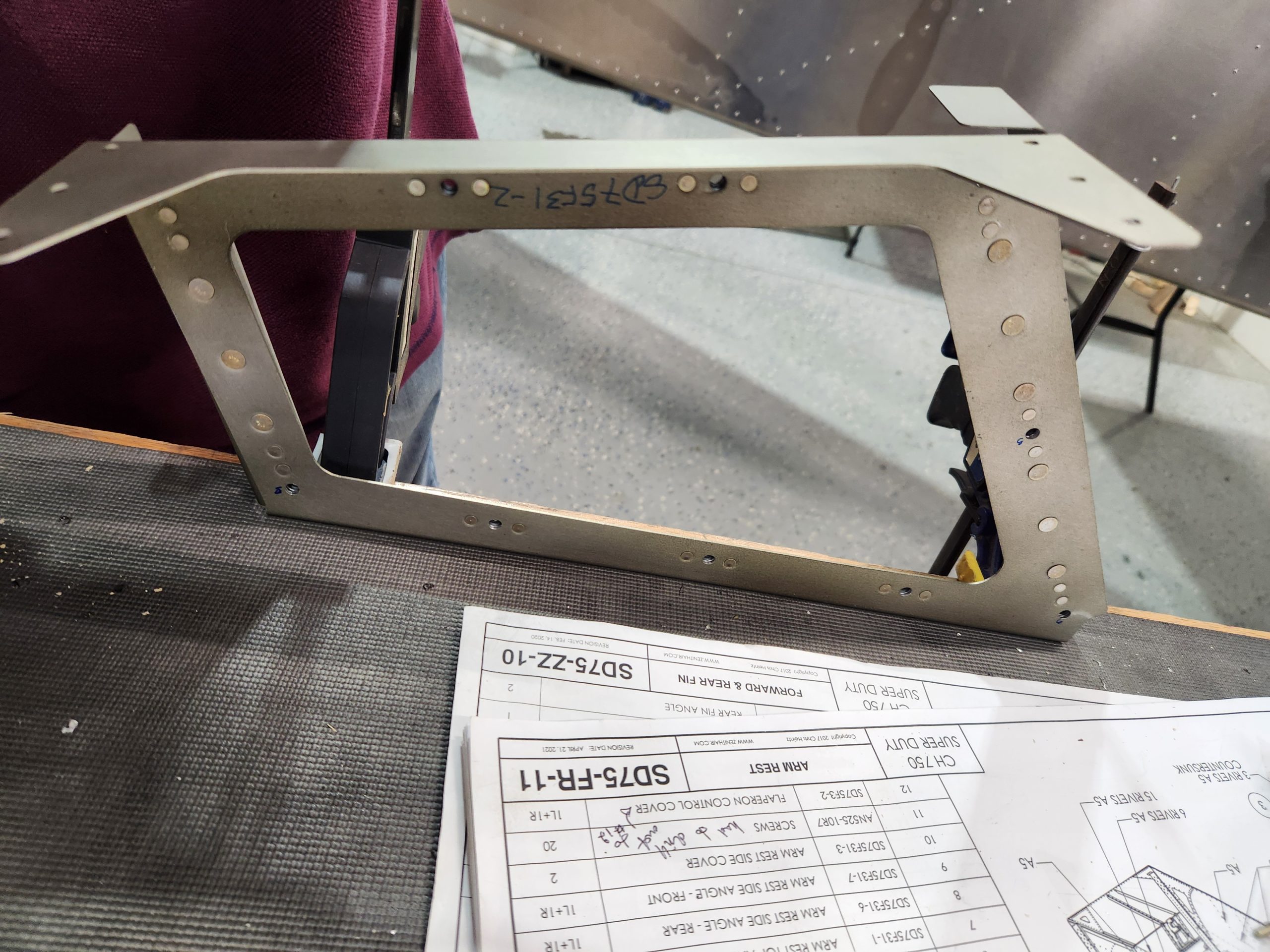 Zenith 750 SD Arm Rest Frame Flush Riveted