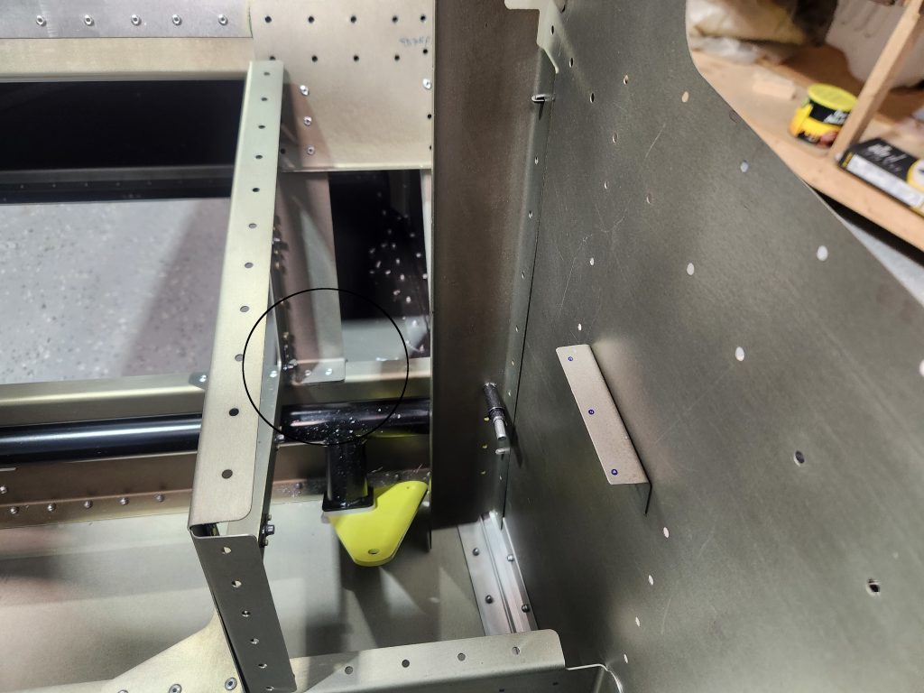 How I riveted the rear corner brace of the arm rest frame.